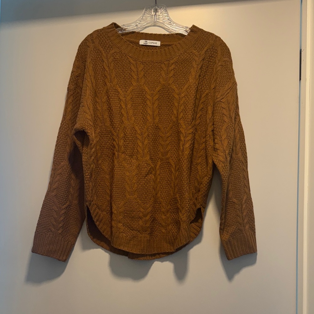 Cupshe Tan Cable Knit Sweater